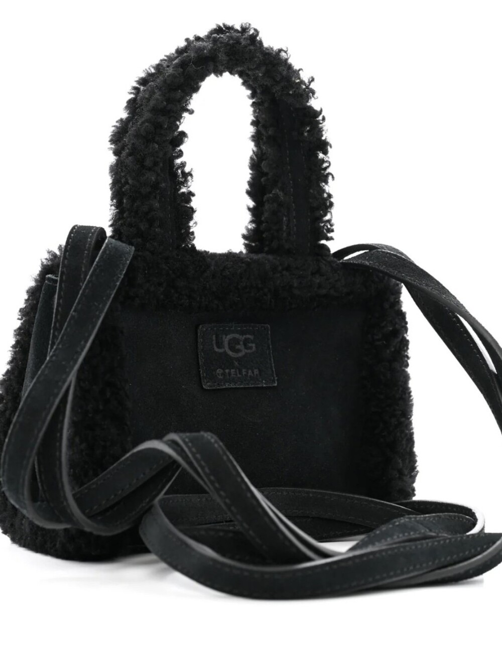 Black Shearling Mini Shoulder Tote